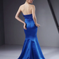 Strapless Floor Length Satin Bridesmaid Dress with Beading Draping Off Shoulder