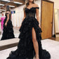 A-Line Sweetheart Neck Tulle Sequin Lace Long Prom Dress Sparkly 