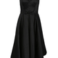 A-Line Minimalist Elegant Engagement Cocktail Party Dress Strapless Sleeveless Knee Length Satin with Bow(s)