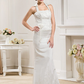 Long Wedding Dresses Halter Neck Court Train Satin Sleeveless