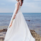 A-Line Wedding Dresses Jewel Neck Chiffon Regular Straps Formal Beach Plus Size with Ruched