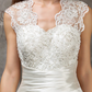 A-Line Wedding Dresses Queen Anne Lace Satin Sleeveless See-Through with Sash Ribbon Beading