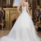 A-Line Wedding Dresses Sweetheart Neckline Court Train Organza Satin Strapless with Ruched Cascading