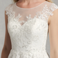 A-Line Wedding Dresses Jewel Neck Tea Length Lace Tulle Cap Sleeve Beautiful Back with Appliques Short