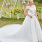 Princess Ball Gown Wedding Dresses Off Shoulder Cathedral Train Lace Tulle Sleeveless Formal Romantic Luxurious Sparkle & Shine Plus Size with Beading