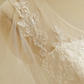 A-Line Wedding Dresses V Neck Court Train Satin Tulle Half Sleeve Formal Plus Size with Appliques Ivory