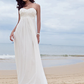 A-Line Wedding Dresses Sweetheart Neckline Court Train Chiffon Strapless Simple Beach Plus Size with Beading