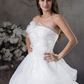 A-Line Wedding Dresses Strapless Chapel Train Organza Satin Strapless with Pick Up