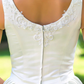 A-Line Wedding Dresses Scoop Neck Asymmetrical Satin Sleeveless with Beading Appliques Pocket