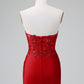 Classy Bodycon Strapless Pleated Short Homecoming Dress with Beading Sexy
