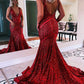 Sparkly Deep V Neck Sequin Mermaid Prom Dress Sparkly Evening Dresses