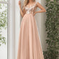 Shiny Sequin Bodice Off the Shoulder Maxi Tulle Evening Dress Sparkly