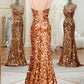 Mermaid Spaghetti Straps Long Sequin Prom Dress With Split Sparkly