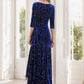 Women's Stylish Bodycon High-Low Velvet Party Dress Sparkly