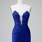 Classy Bodycon Strapless Pleated Short Homecoming Dress with Beading Sexy