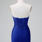 Classy Bodycon Strapless Pleated Short Homecoming Dress with Beading Sexy