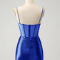 Chic Bodycon Pleated Corset Short Homecoming Dress with Beading Sexy