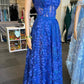 Long Prom Dress with Appliques Sweetheart Corset Off Shoulder Royal Blue