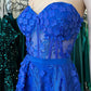 Long Prom Dress with Appliques Sweetheart Corset Off Shoulder Royal Blue