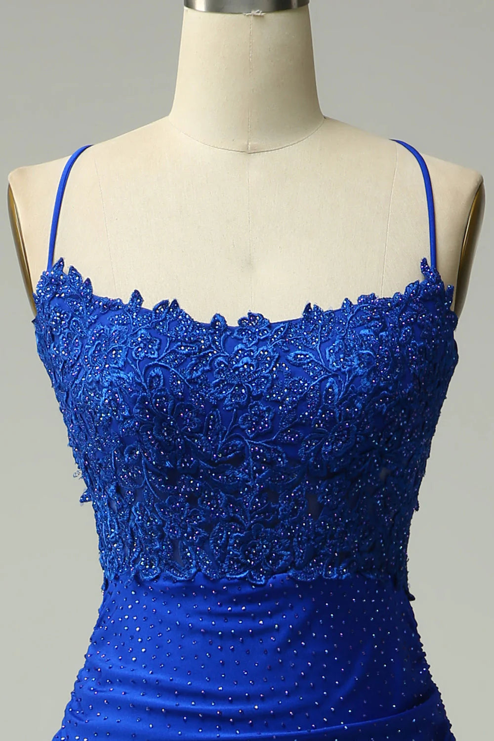 Royal Blue Mermaid Long Prom Dress with Beading Pure Color Sexy