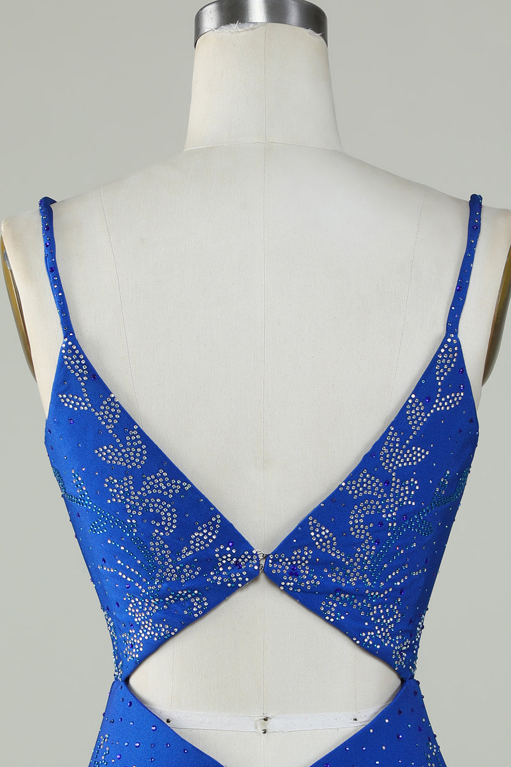 Royal Blue Beaded Spaghetti Straps Tight Homecoming Dress Sexy