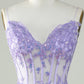 Glitter Purple Corset Tight Homecoming Dress With Appliques Short