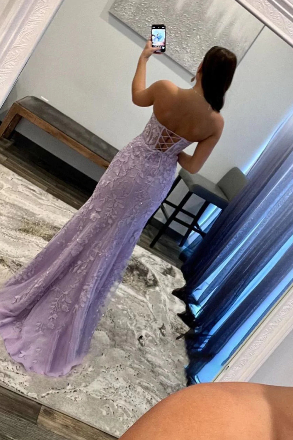 Mermaid Sweetheart Side Slit Long Prom Dress with Appliques Off Shoulder