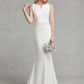 Wedding Dresses V Neck Satin Regular Straps Simple Plus Size with Appliques Long