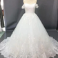 Ball Gown Wedding Dresses Off Shoulder Court Train Lace Short Sleeve Formal Sparkle & Shine