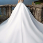A-Line Wedding Dresses Jewel Neck Court Train Satin Long Sleeve Sexy Wedding Dress in Color with Appliques