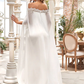 Wedding Dresses Off Shoulder Chiffon Satin Lace Over Satin Sleeveless Simple with Draping