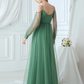 A-Line Spaghetti Strap Tulle Bridesmaid Dress with Appliques Beautiful Flower