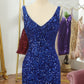 Sexy Sequin Homecoming Dresses Spaghetti Straps Sheath Open Back Short/Mini Sparkly