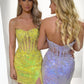 Sexy Sequin Short Sweetheart Purple Mermaid Strapless Pleat Homecoming Dresses Beautiful