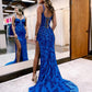 Sheath Corset Back Long Prom Dress With Beading And Sequin