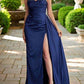 Tight/straight strapless and floor length evening dress Off Shoulder With Slit