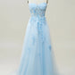 Elegant A Line One Shoulder Purple Long Prom Dress with Appliques Beautiful