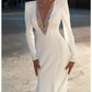Mermaid/Trumpet V-Neck Long Sleeves Floor-Length Wedding Dresses With Beading Sexy