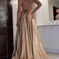 A-Line/Princess Halter Floor-Length Prom Dresses Sparkly