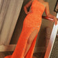 Sparkle Sequin One Shoulder Mermaid Backless Split Prom Dress With Star Sexy Evening Dresses