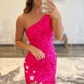 Sparkle Sequin One Shoulder Mermaid Backless Split Prom Dress With Star Sexy Evening Dresses