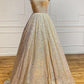 Sparkly A Line One Shoulder Sequin Long Prom Dresses Floor Length