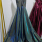 Sparkly Spaghetti Straps Green Sequins Prom Dresses Backless V-neck Sexy Evening Dresses