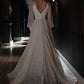 A-Line/Princess V-Neck Floor-Length Wedding Dress Sparkly