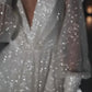 A-Line/Princess V-Neck Floor-Length Wedding Dress Sparkly
