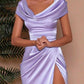 Sheath/Column V-Neck Floor-Length Prom Dresses Pure Color Evening Dresses