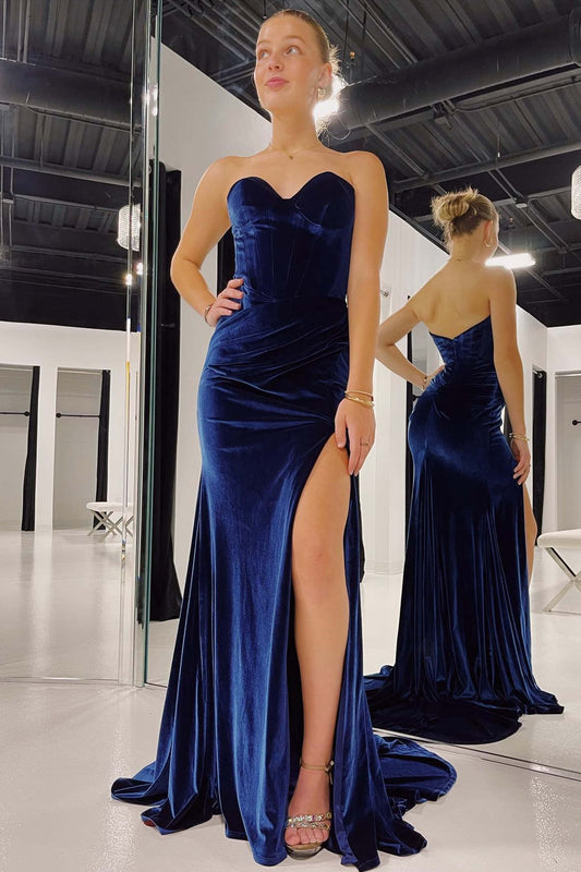 Sweetheart Mermaid Long Evening Dress Formal Prom Gowns Prom Dresses Sexy With Slit