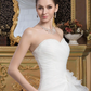 A-Line Wedding Dresses Sweetheart Neckline Court Train Organza Satin Strapless with Ruched Cascading