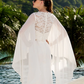 Wedding Dresses V Neck Court Train Chiffon Long Sleeve with Beading Pure Color