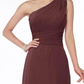 A-Line One Shoulder Floor Length Chiffon Bridesmaid Dress with Ruching Pure Color